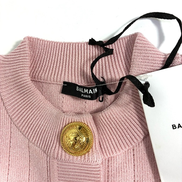 Balmain Knitted Four Pocket Short Sleeve Cardigan FR 40 US 8 Pink NWT - Picture 13 of 17